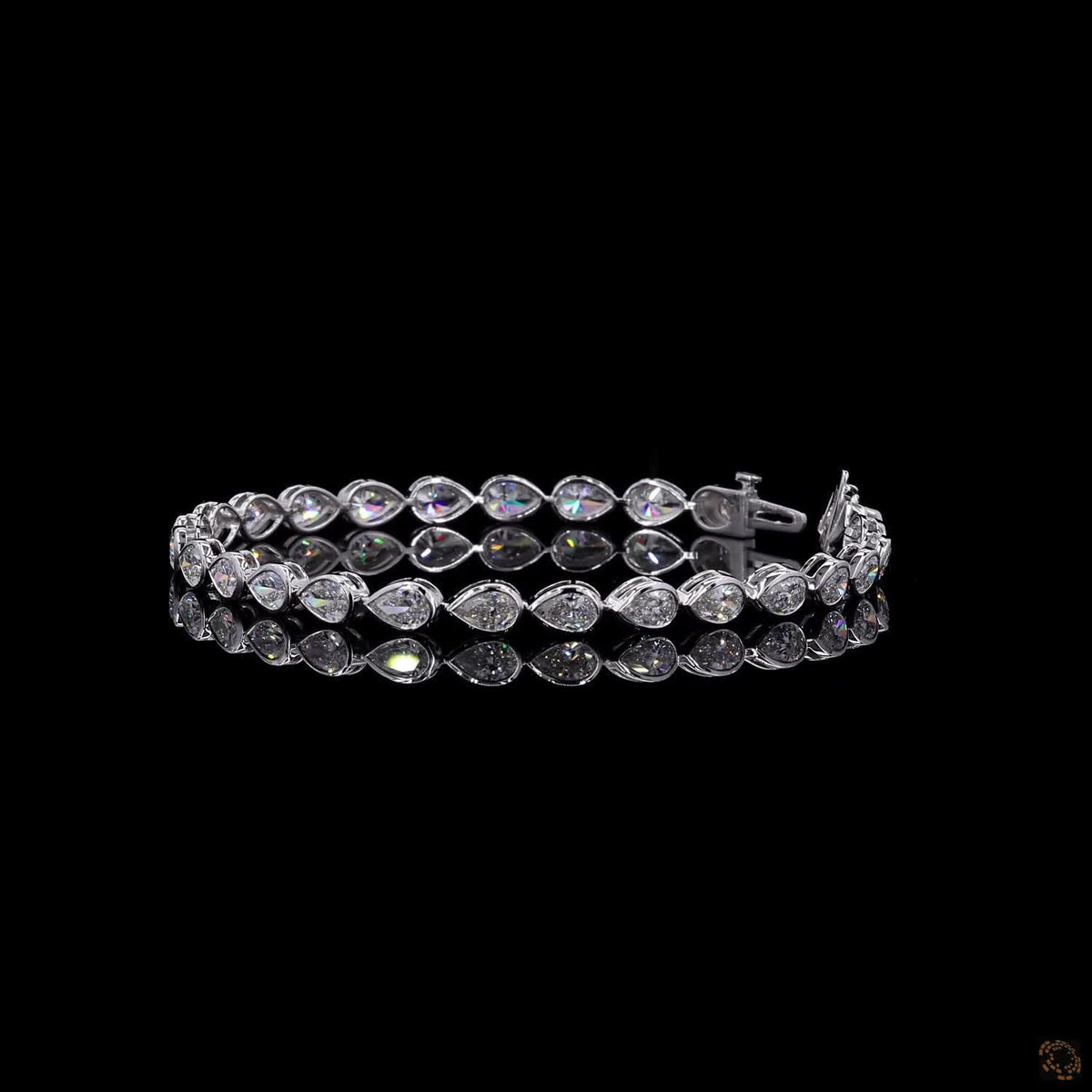 6.35 Ct Bezel-Set Pear Cut Diamond Tennis Bracelet in 14K White Gold