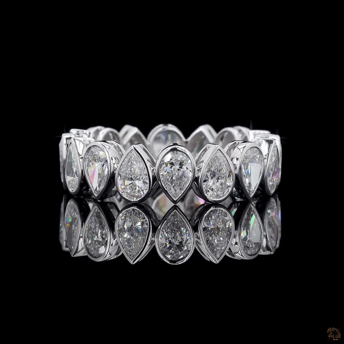 4.16 Ct Bezel-Set Pear Cut Diamond Eternity Band in White Gold