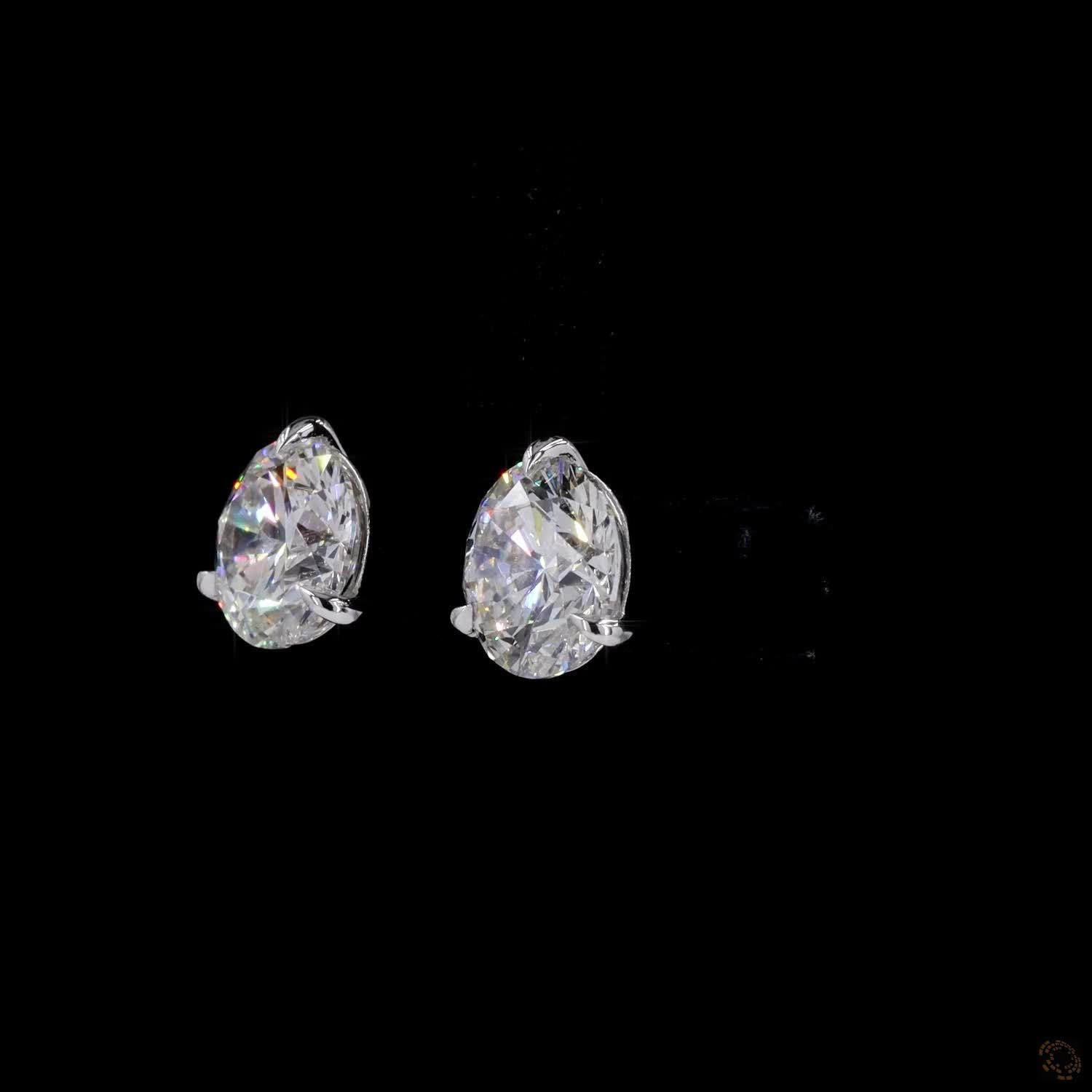 5.00 ct Round Cut Diamond Solitaire Stud Earrings in 14K White Gold | 3-Prong Martini Single-Claw Setting