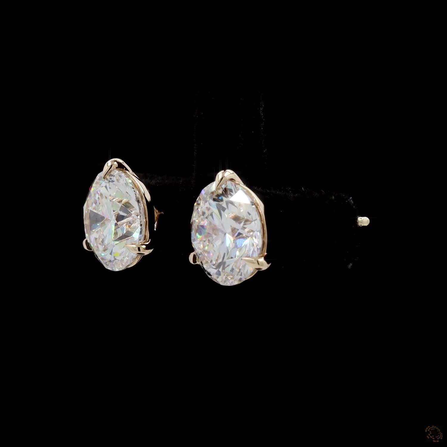 5.10 Ct Classic Round Cut Diamond Solitaire Stud Earrings in 14K Yellow Gold | 3-Prong Martini Setting