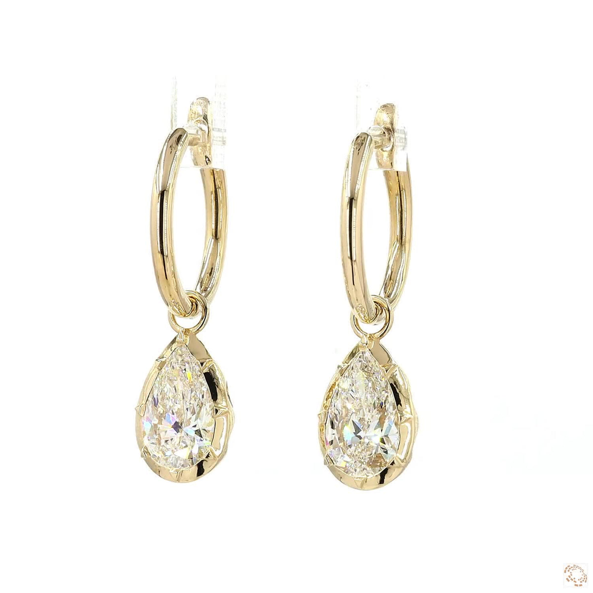 3.17 Pear Shaped Diamond Huggie Earrings | Fine Gold Dangle Jewelry