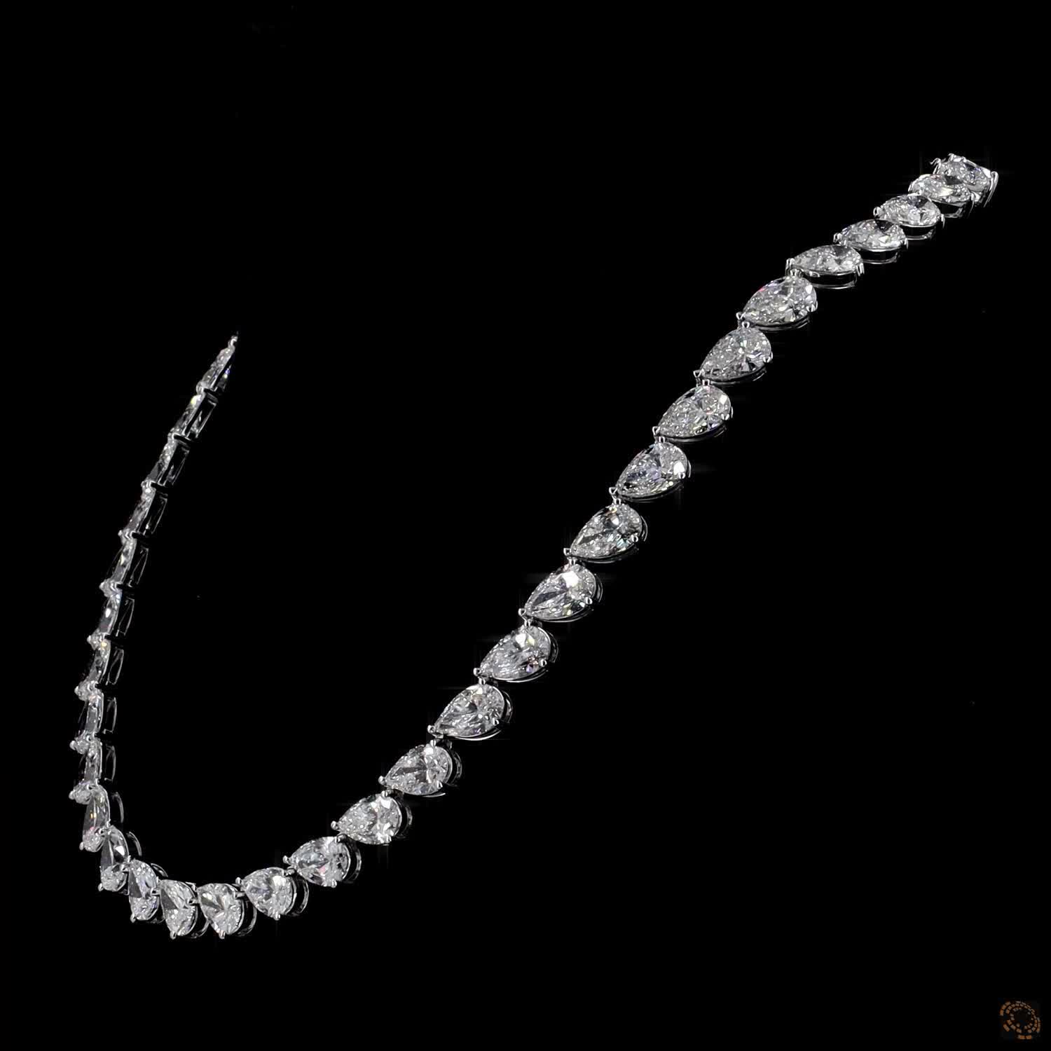 50.41 Ct Pear Shaped Diamond Eternity Statement Necklace for Women