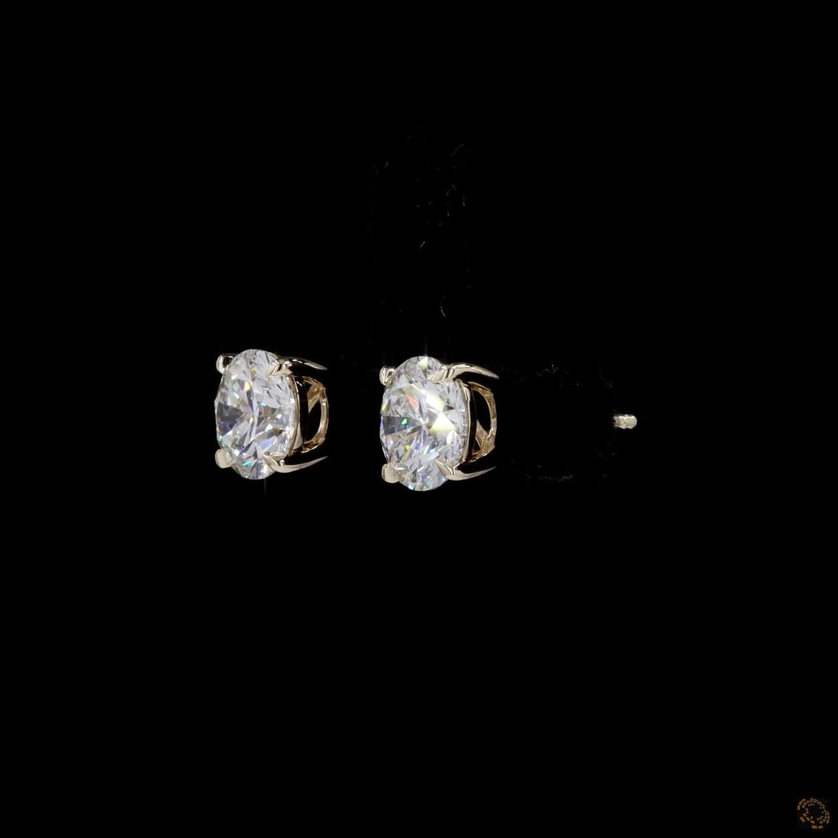 3.10 Ct Round Cut Diamond Solitaire Stud Earrings in 14K Yellow Gold | 4-Prong Claw Basket Setting
