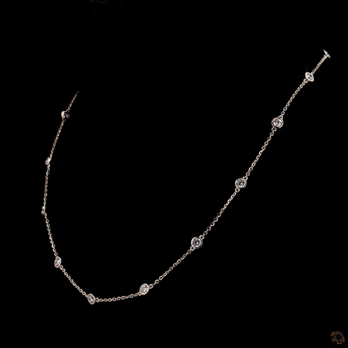 1.97 Ct Rose Gold Bezel Set Round Diamond Station Fashion Necklace