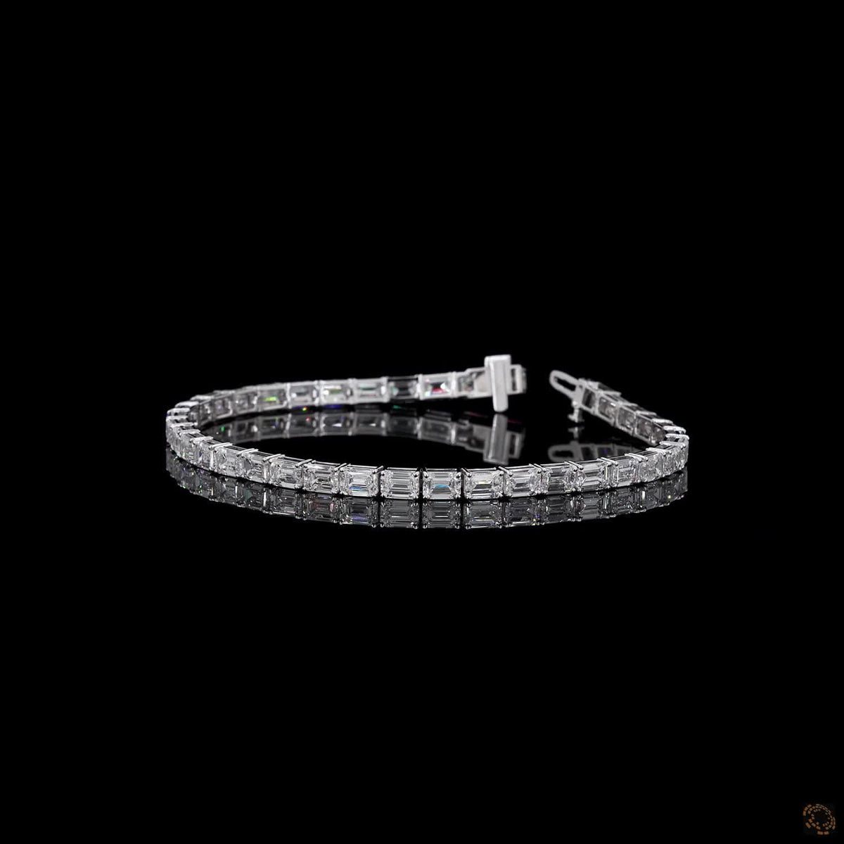 12.74 Ct Modern Bar-Set Emerald-Cut Diamond Tennis Bracelet in 14K White Gold