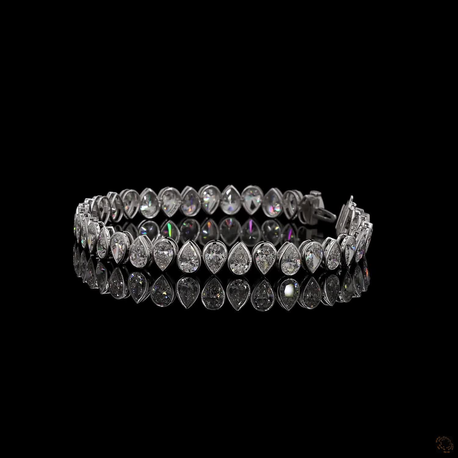 12.82 Ct North-South Pear-Cut Diamond Bezel Tennis Bracelet in White Gold