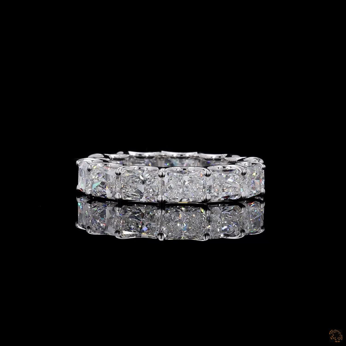 6.79 Ct East West Radiant Cut Eternity Band, Horizontal Radiant Cut Wedding Band, East-West Diamond Eternity Ring, Scalloped Basket Radiant Eternity Ring