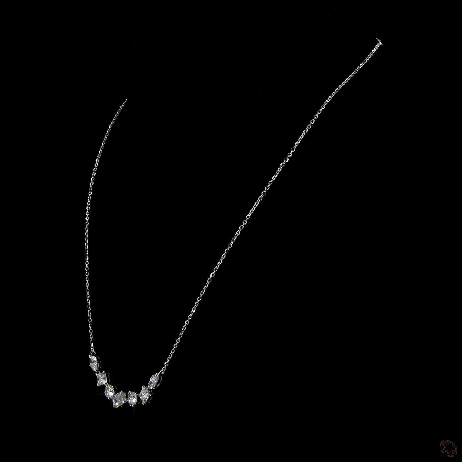 3.86 Ct  Lab Grown Diamond Geometric Station Necklace | Mixed Cut Diamond Necklace | Modern Luxury Fine Jewelry