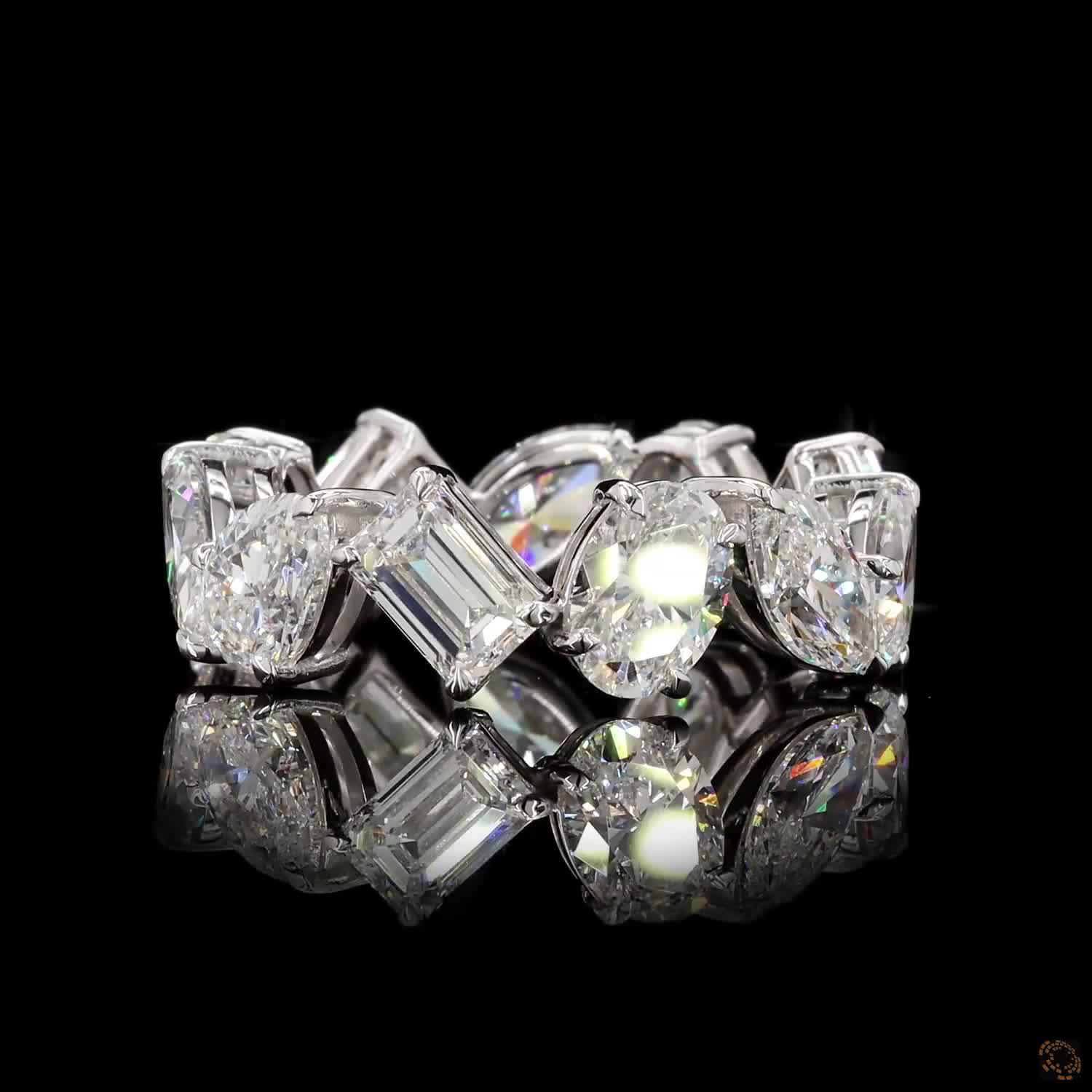 7.14 Ct 14K White Gold Mixed-Cut Diamond Eternity Ring | Multi-Shape Prong Set Wedding Band