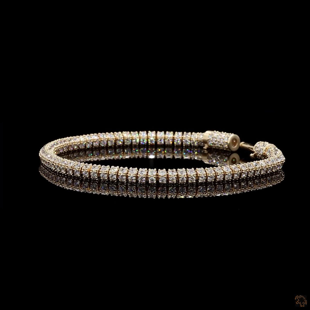 10.28 Ct Luxurious  Diamond Bracelet Featuring Two Rows Of Brilliant Round Stones Set In Tube Bracelet