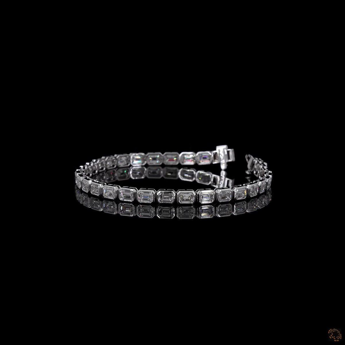 10.29 Ct Emerald-Cut Diamond Bezel Tennis Bracelet in 14K White Gold