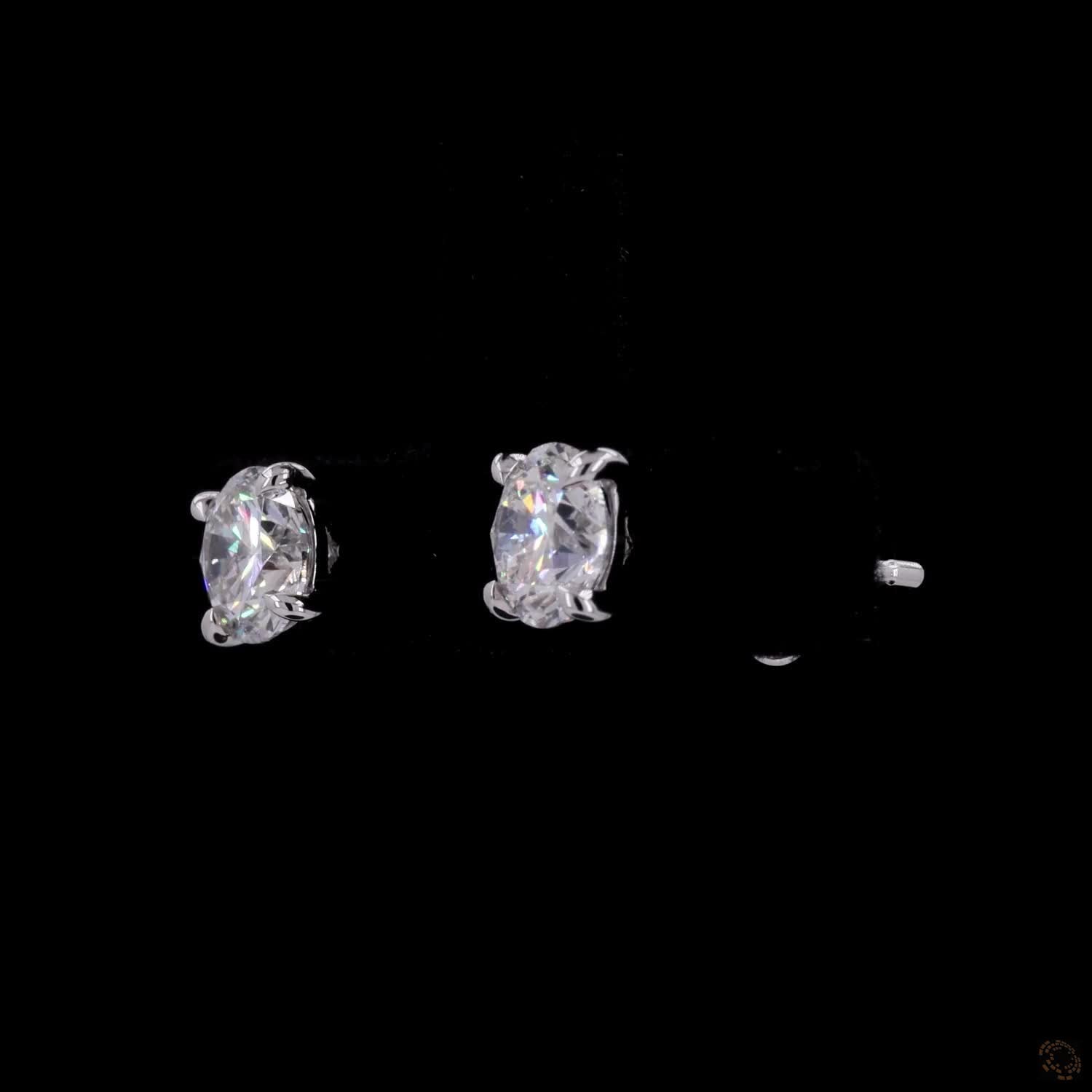 1.45 Ct 14K White Gold Round Cut Solitaire Stud Earrings with Double Prongs