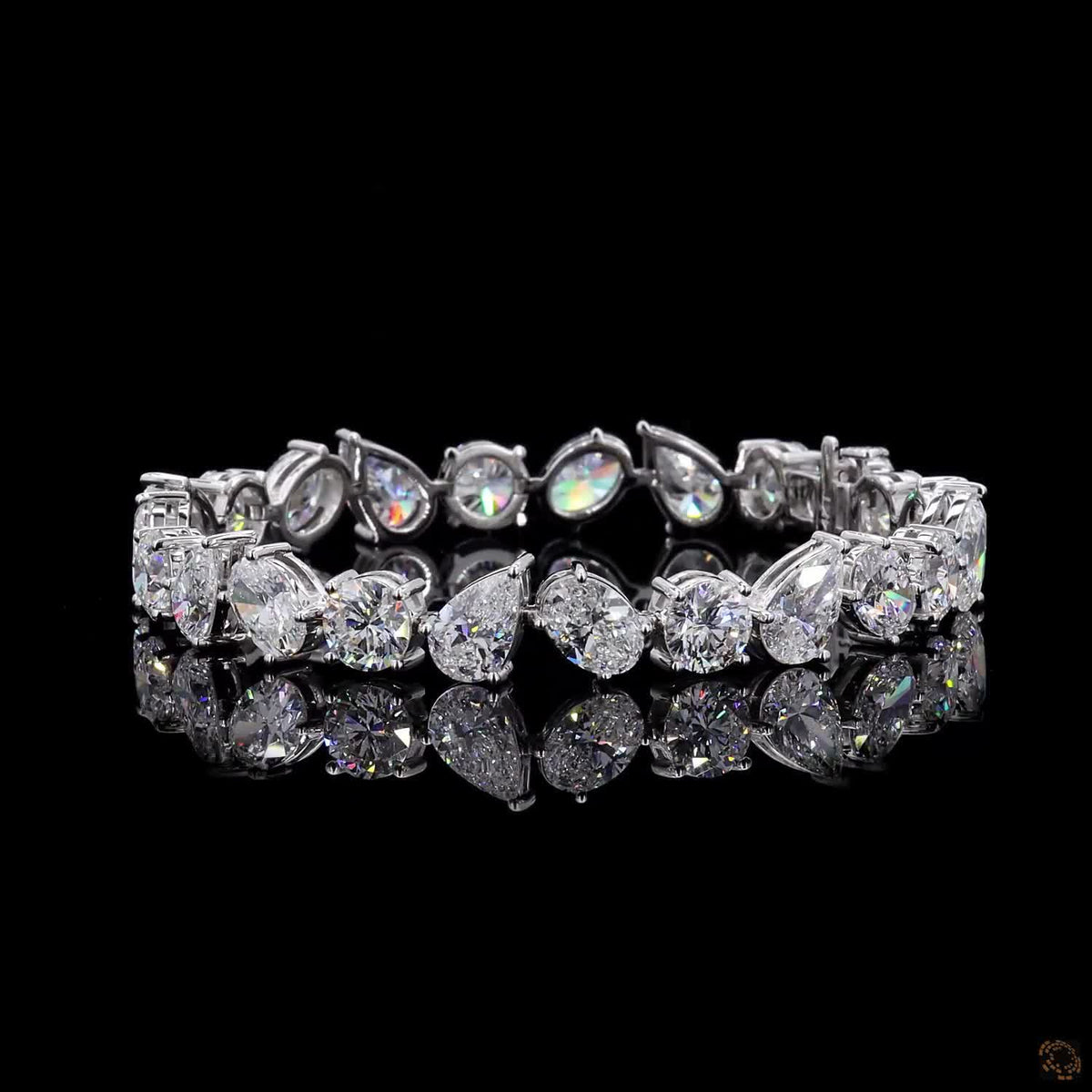 24.56 Ct White Gold Mixed Shape  Cluster Fancy  Bracelet, Asymmetrical Fancy Cut  Bracelet, Fine Jewelry Gift