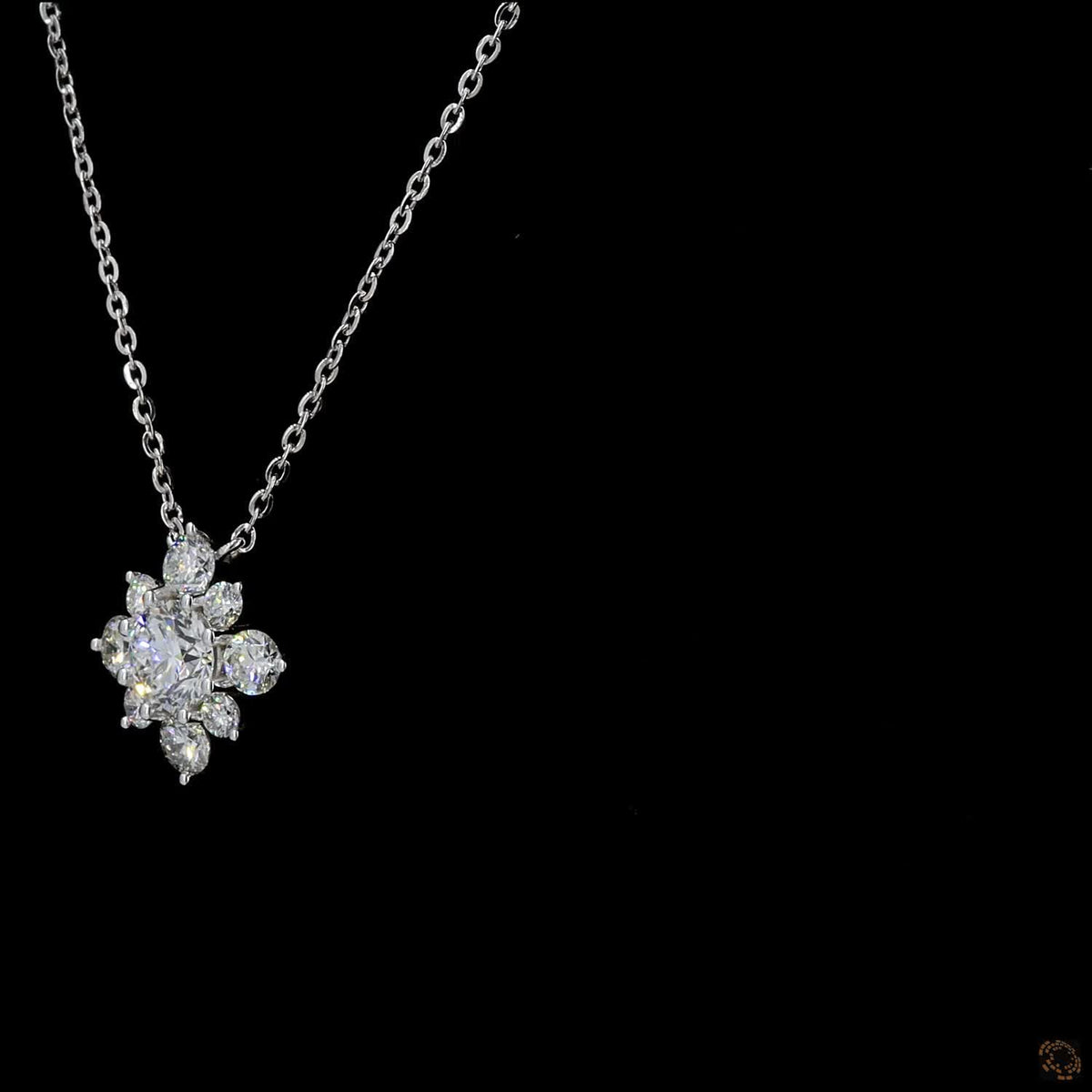 3.10 Ct Floral Cluster Diamond Pendant Necklace, Round Cut Diamond Flower Necklace, Elegant Statement Jewelry, Luxury Fine Jewelry Gift