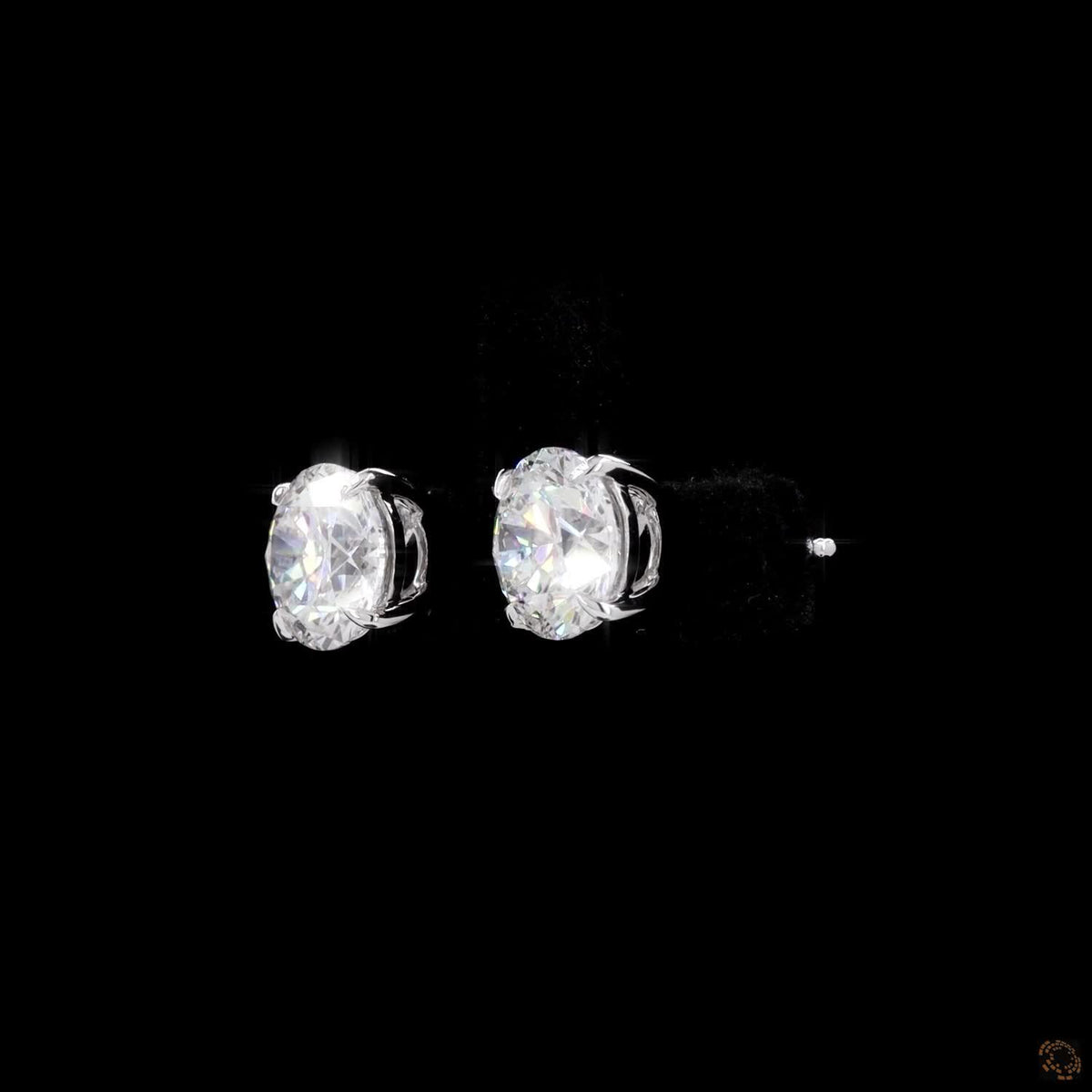 4.10 Ct Classic Round Cut Diamond Solitaire Stud Earrings in 14K White Gold | 4-Prong Basket Setting with Friction Backs