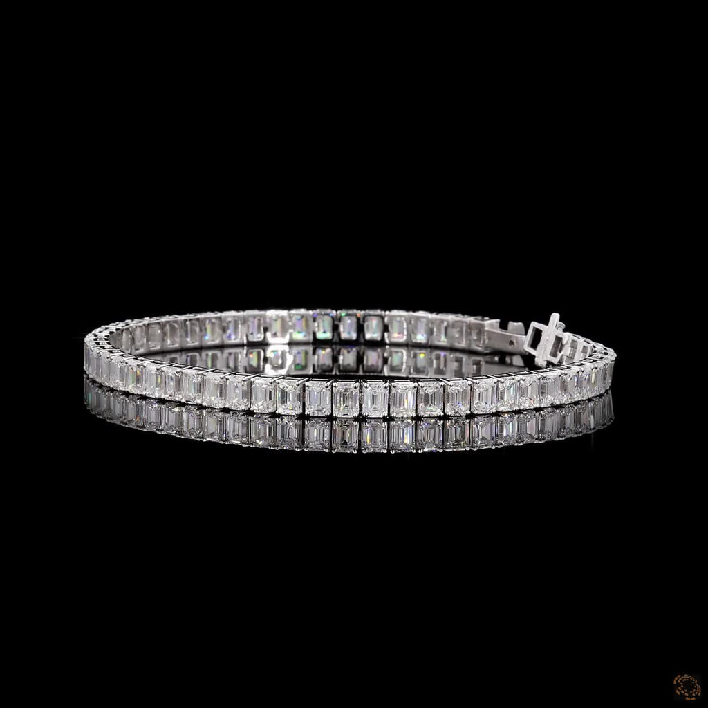 13.49Ct Emerald Lab Grown Diamond Graduating Tennis Bracelet