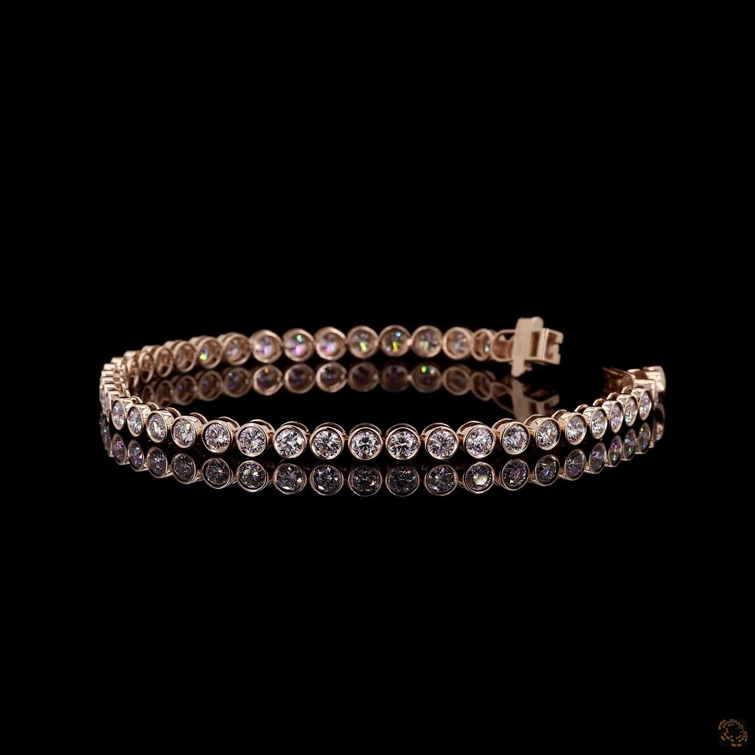 4.47 Ct Round Cut Bezel Set Moissanite Tennis Bracelet in 14K Yellow Gold | Full Bezel Diamond Alternative Line Bracelet