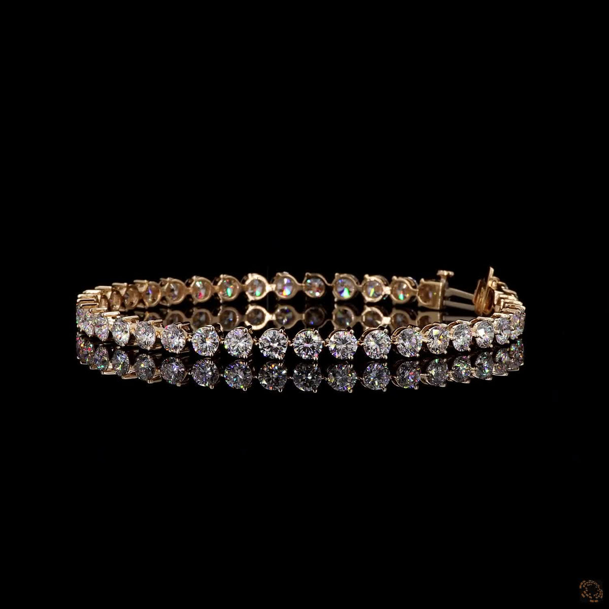 8.76 Ct 14K Yellow Gold Round Diamond 3-Prong Tennis Bracelet