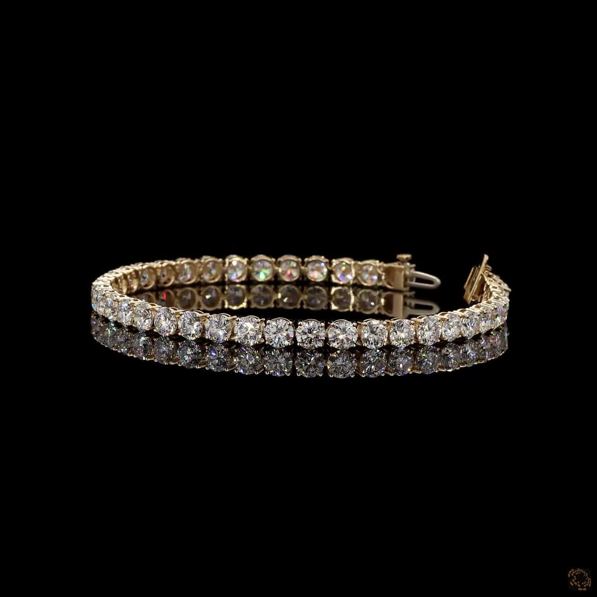 12.63 Ct 14K Yellow GOLD Round Shape Tennis Bracelet