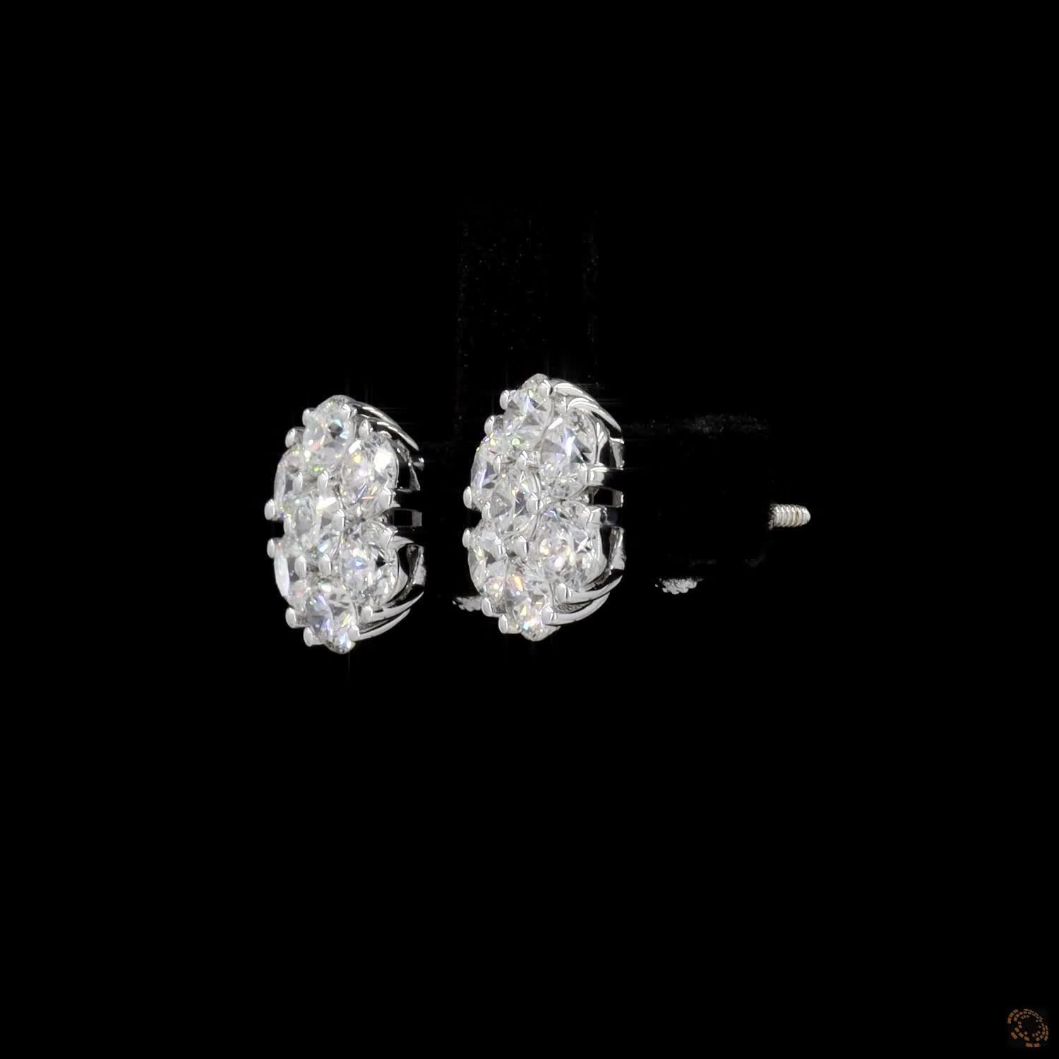 2.2 Ct Round Brilliant Cut Central diamond framed by a floral halo of round diamonds