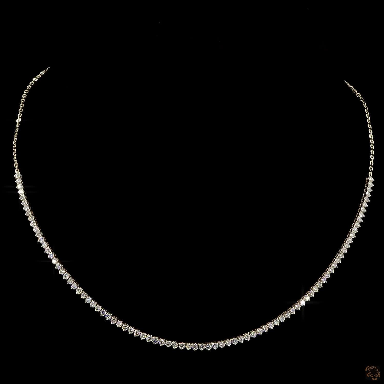 2.66 Ct Graduated Round Diamond Half Eternity Tennis Necklace with Adjustable Chain