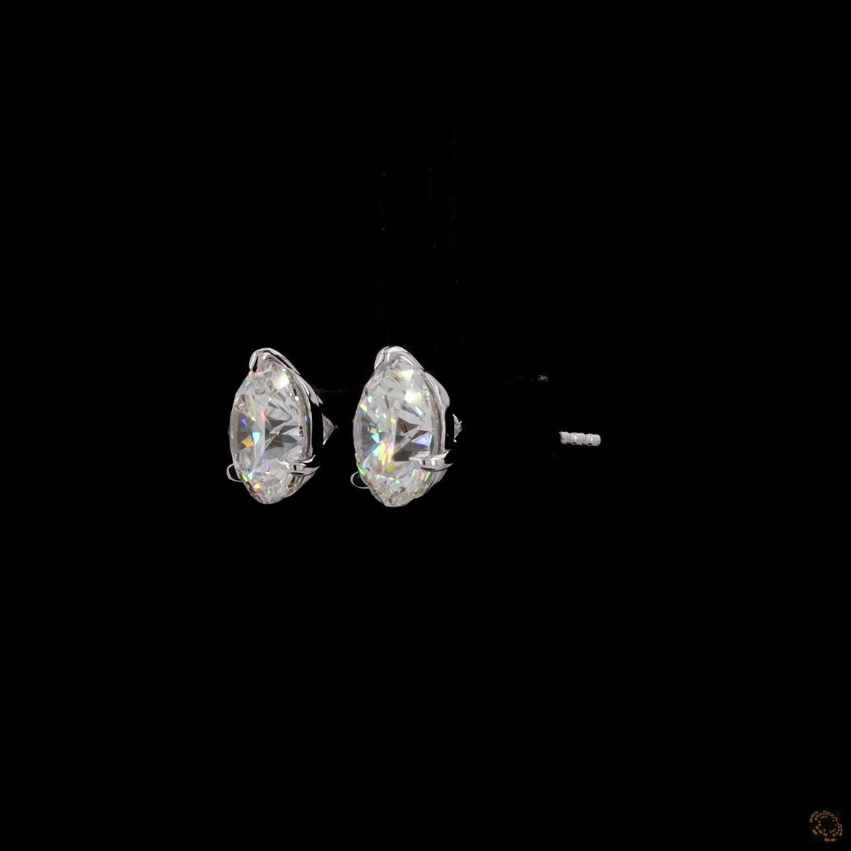 8.15 Prong Martini Round Diamond Stud Earrings in White Gold