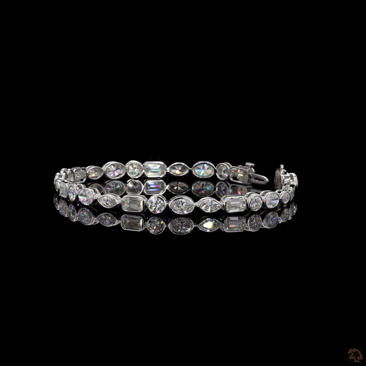 9.35 Ct Luxury Mixed Shape Diamond Tennis Bracelet | Lab Grown Diamonds | White Gold Bracelet