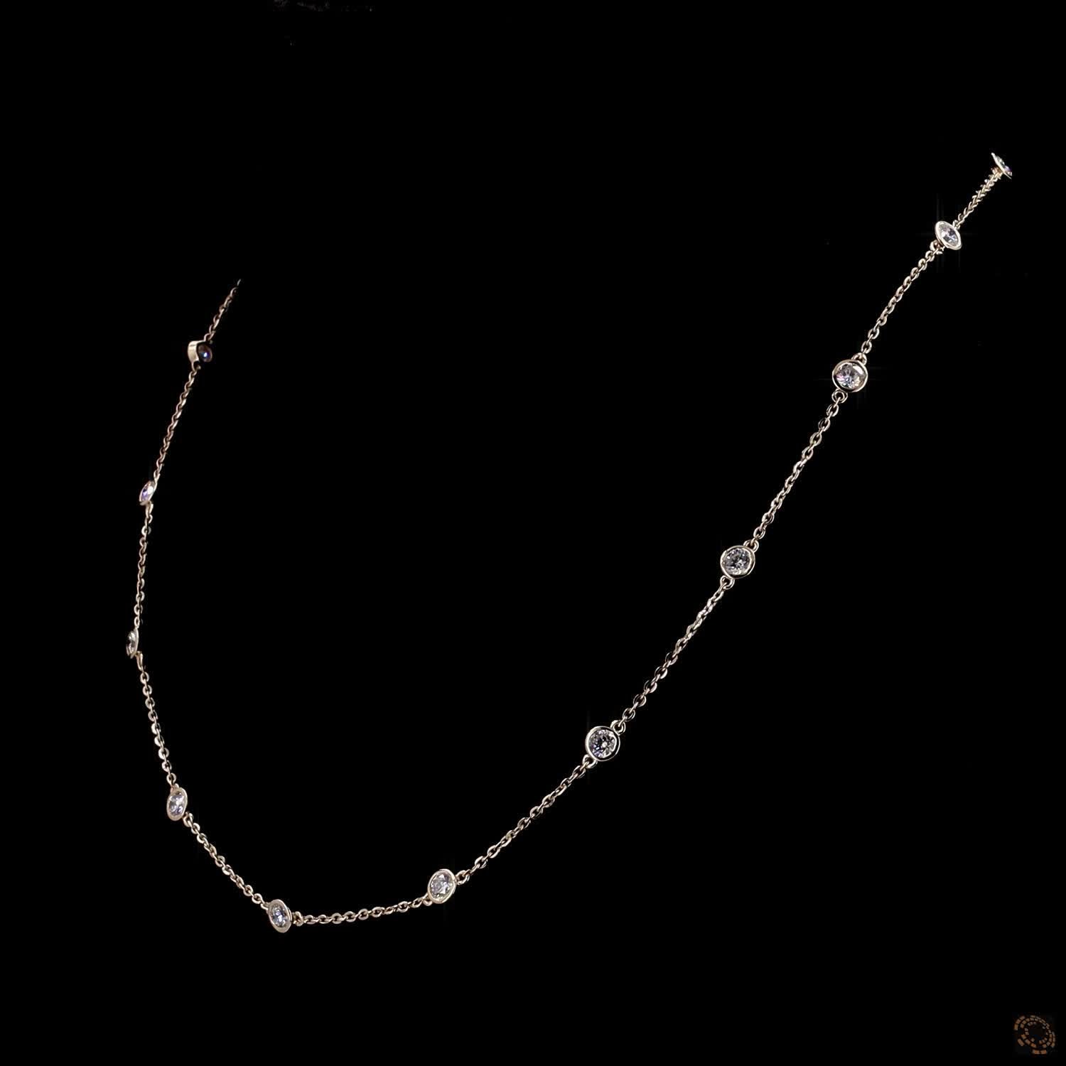 1.97 Ct Rose Gold Bezel Set Round Diamond Station Fashion Necklace