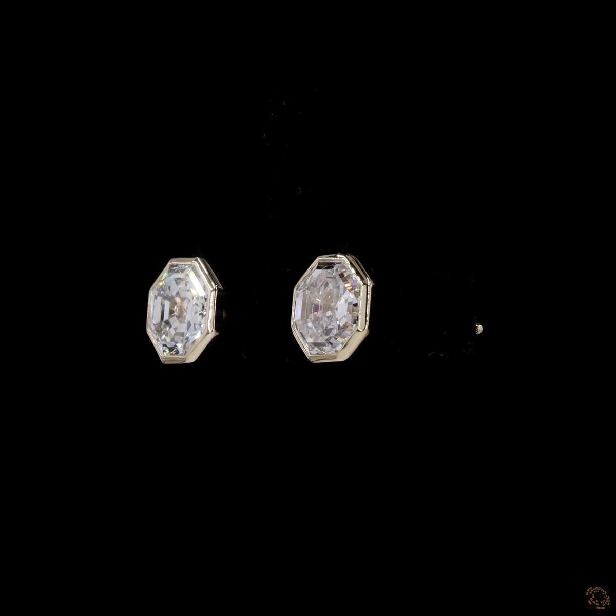 3.10 Ct Solid 14K Yellow Gold Octagonal Full Bezel Solitaire Studs