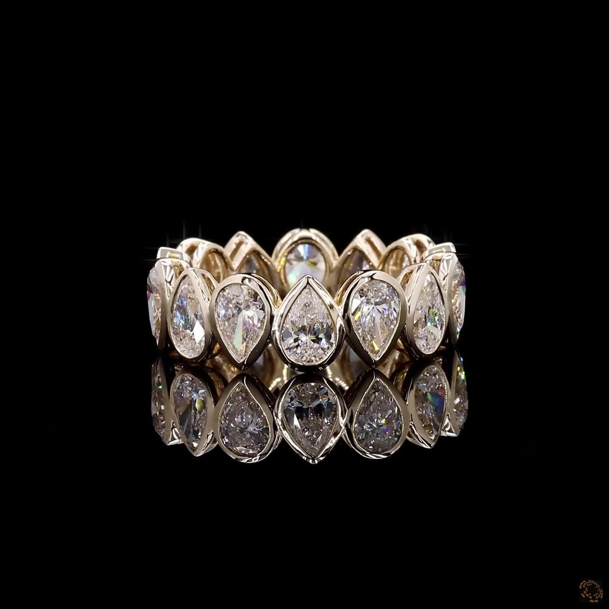 3.56 Ct Bezel Set Pear Diamond Eternity Band | Full Circle Lab Grown Diamond Ring | Elegant Stackable Wedding Band
