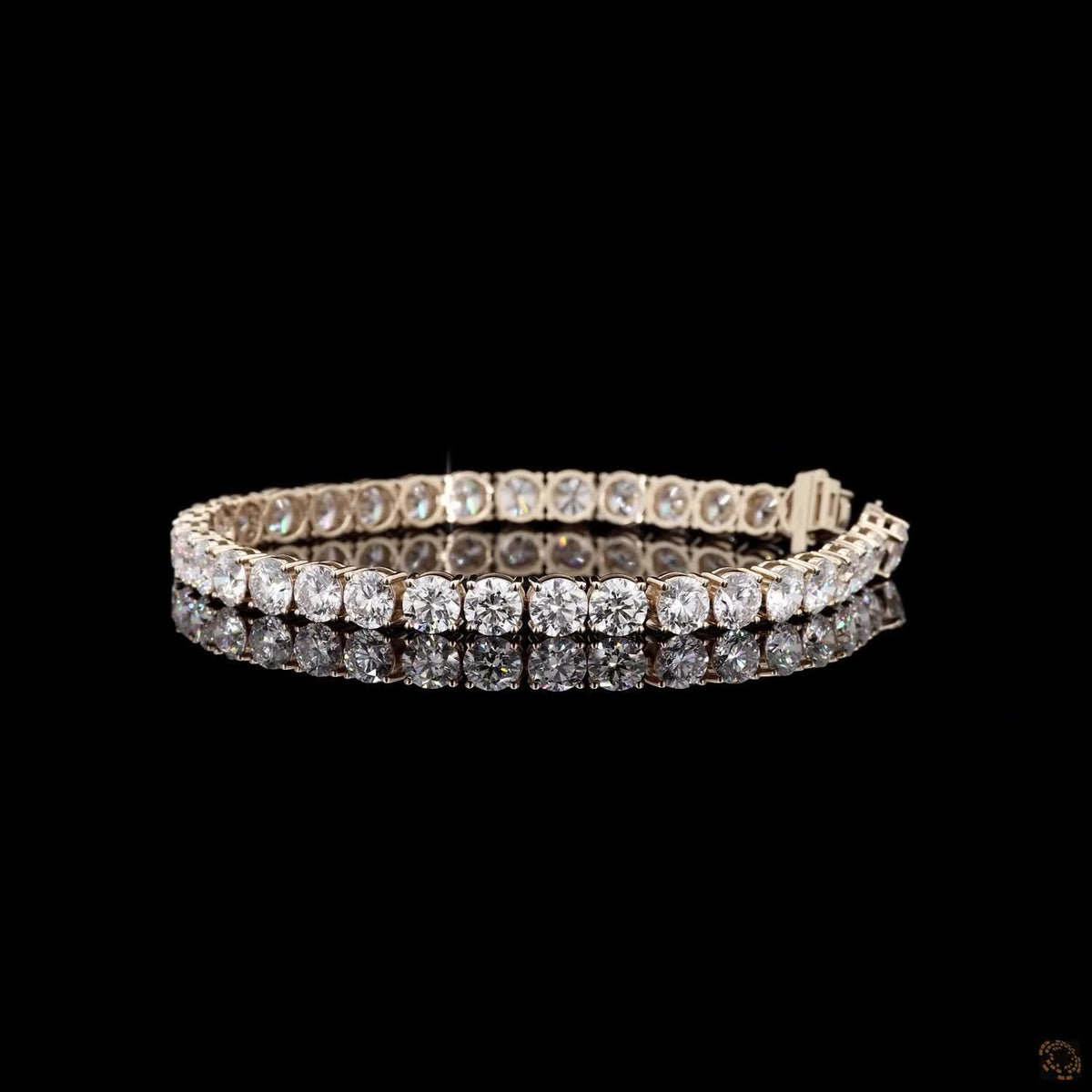 25.24 Ct Round Brilliant Cut Diamond Tennis Bracelet in 14K Yellow Gold – Classic 4-Prong Setting