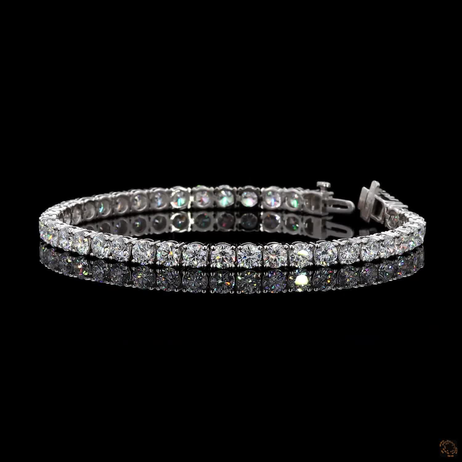 10.76 Ct 14K White Gold Graduated Round  Tennis Bracelet with Double Latch Box Clasp