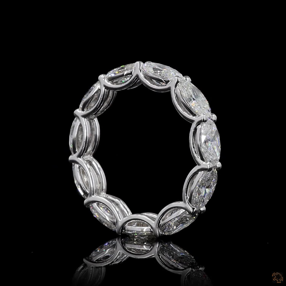 5.23 Ct East West Oval Diamond Eternity Band, Horizontal Oval Cut Wedding Band, East-West Oval Eternity Ring, Scalloped Basket Oval Band