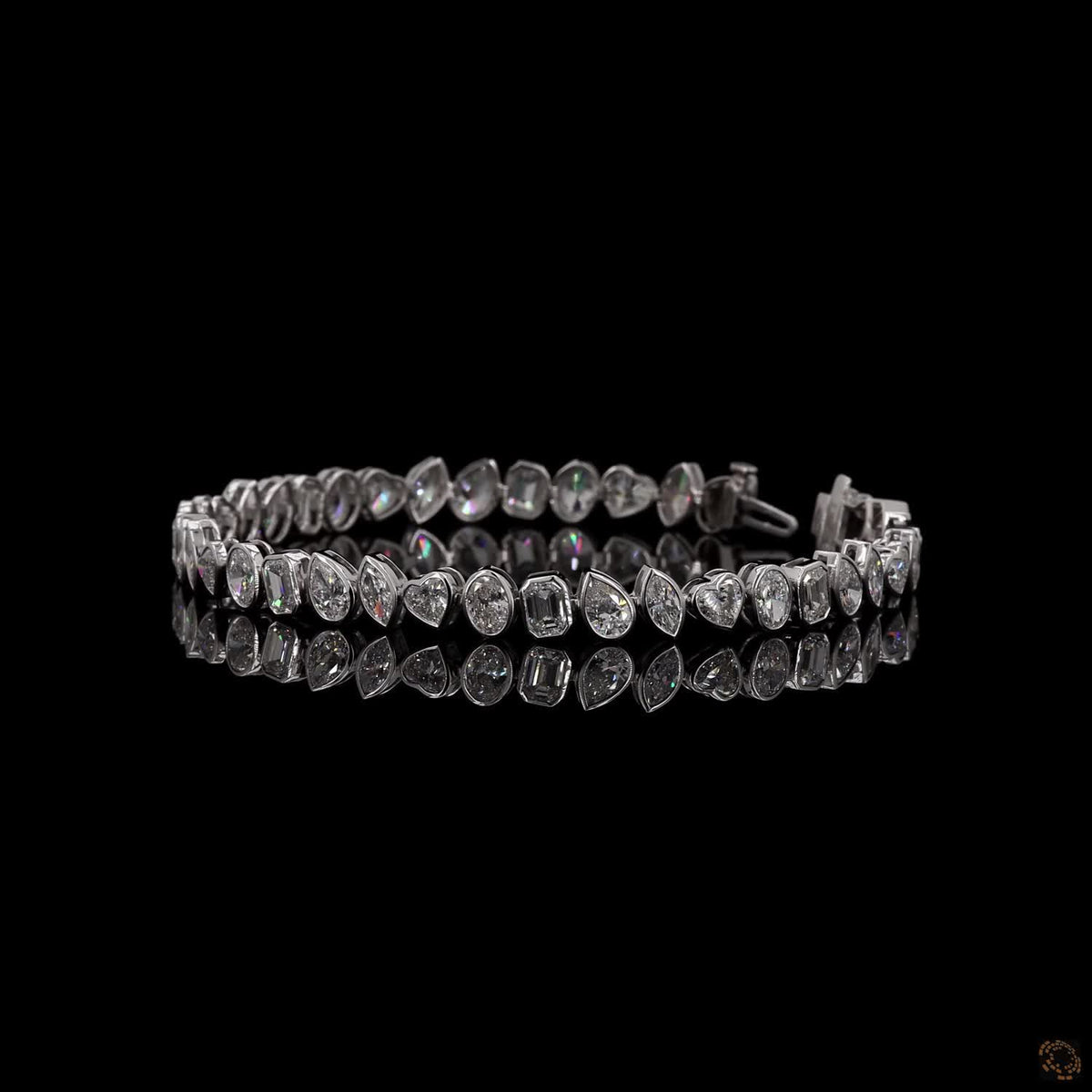 9.23 Ct Multi-Shape Bezel-Set Diamond Tennis Bracelet in White Gold