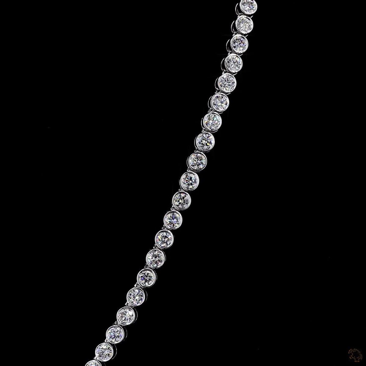 8.3 Ct Bezel-Set Round Cut Lab-Grown Diamond Tennis Necklace in 14K White Gold