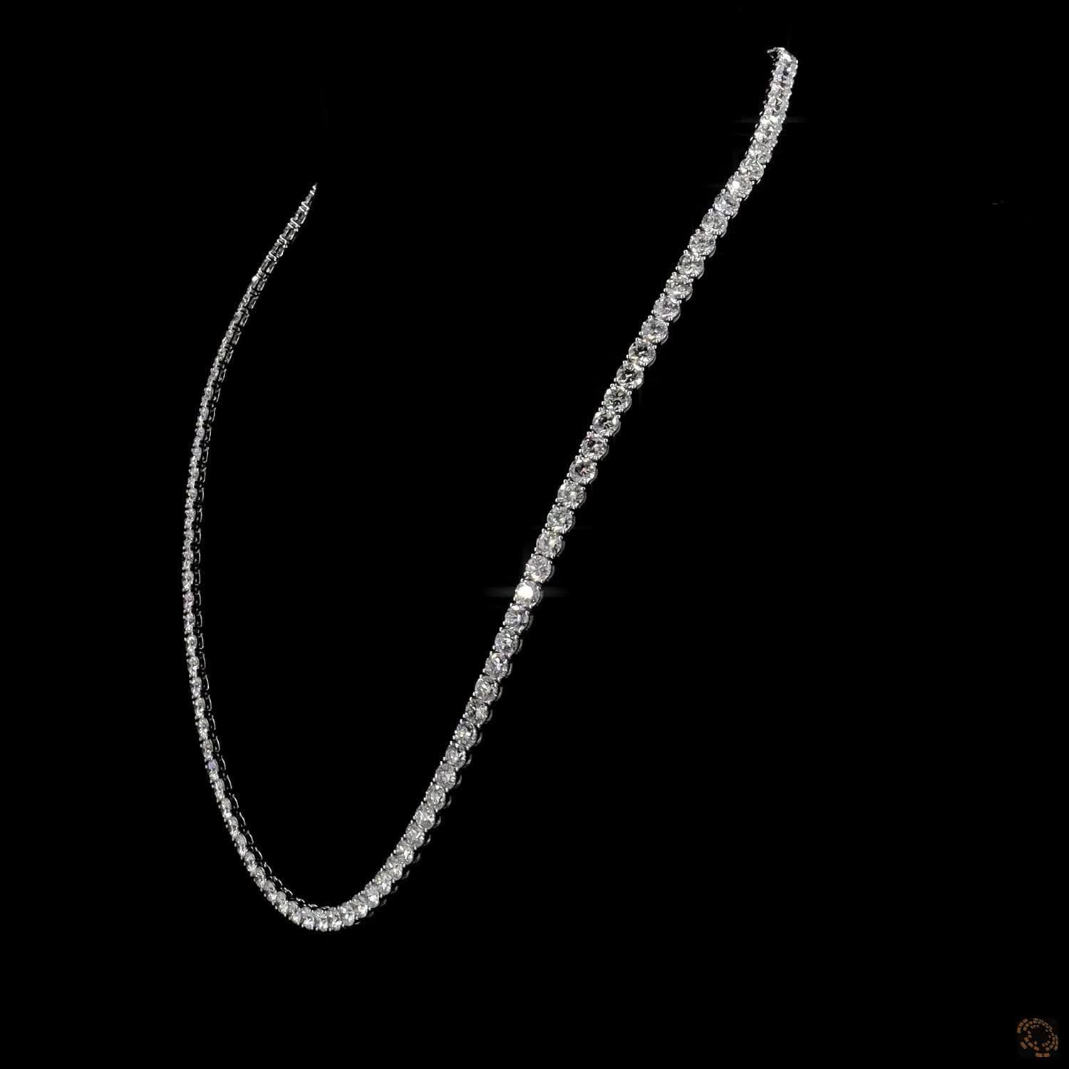 45.06 Ct Single Row Graduated Round Cut Diamond White Gold Tennis Chain