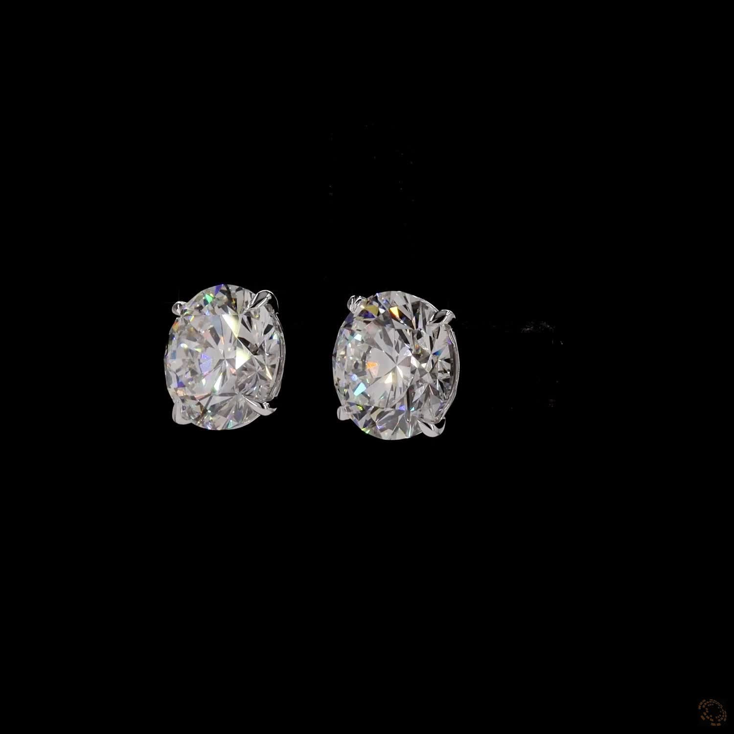 10.04 Ct Solid 14K White Gold Round Brilliant Cut Diamond Stud Earrings – Classic 4-Prong Basket Solitaire Set