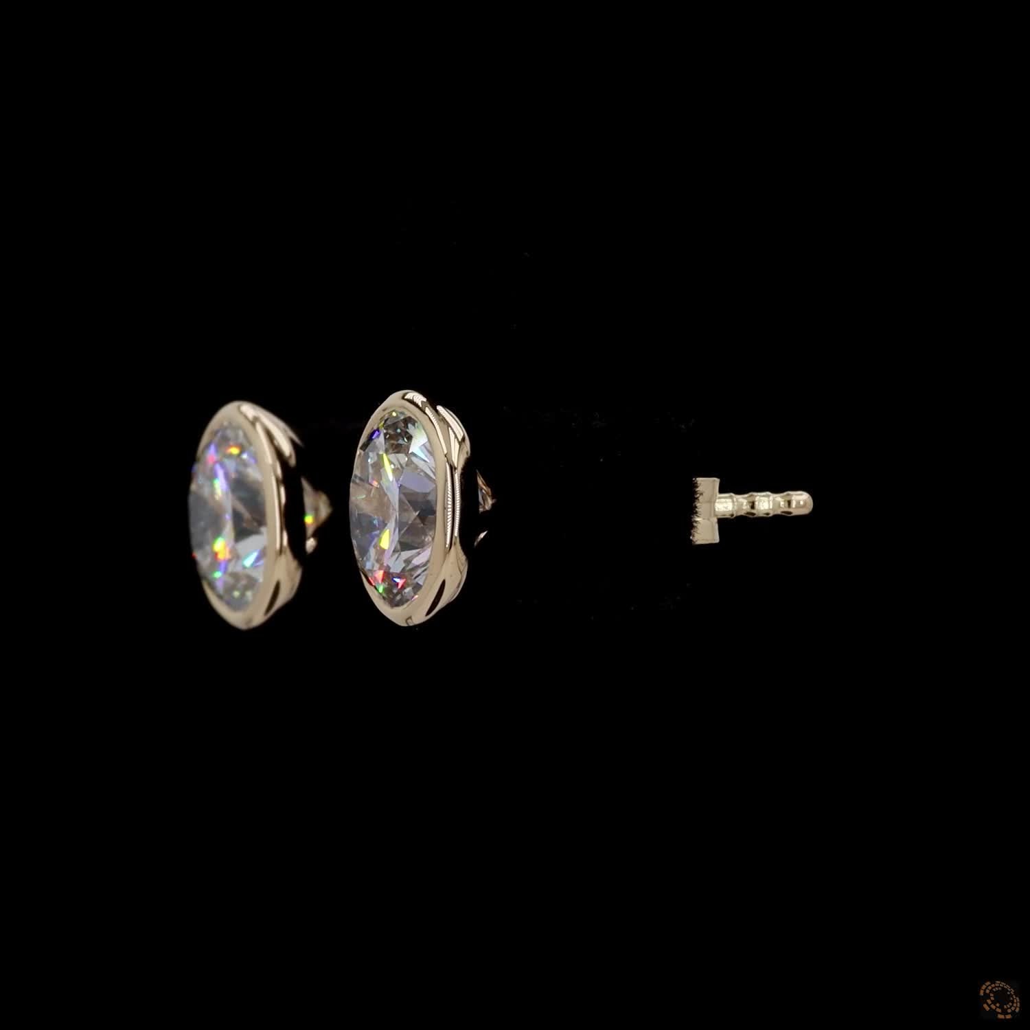 3.07 Ct 14K Yellow GOLD Round Shape Studs Earring
