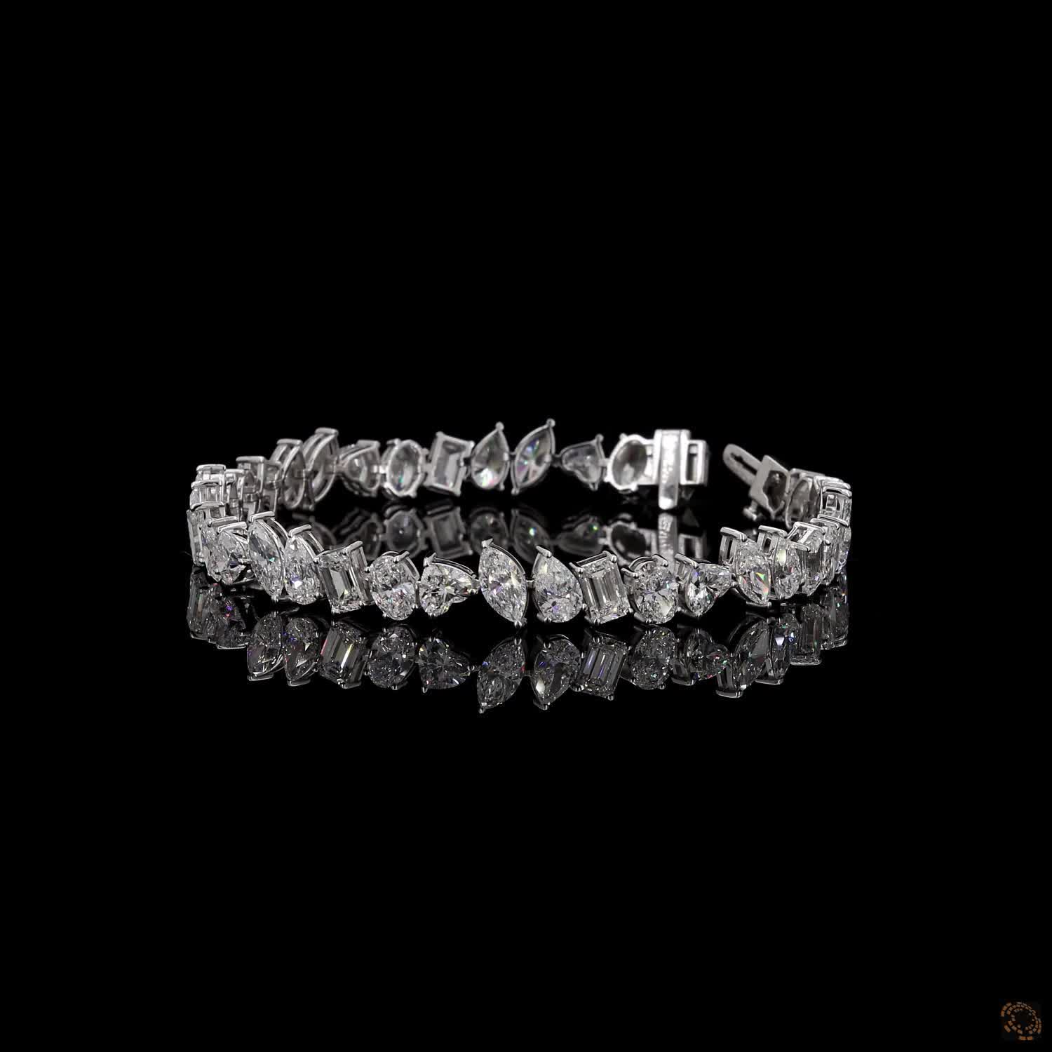 12.77Ct Alternating Mixed Fancy Cut Diamond Tennis Bracelet