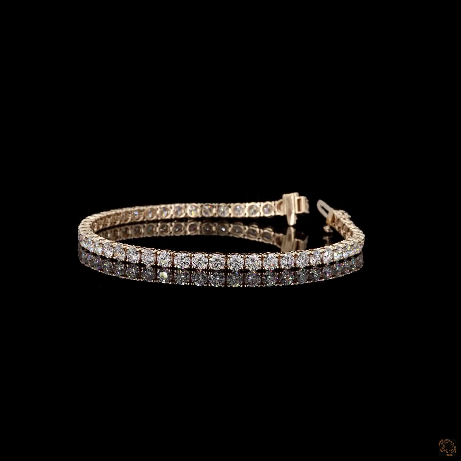 7.76 Ct Round Brilliant Diamond Eternity Line Bracelet in Yellow Gold