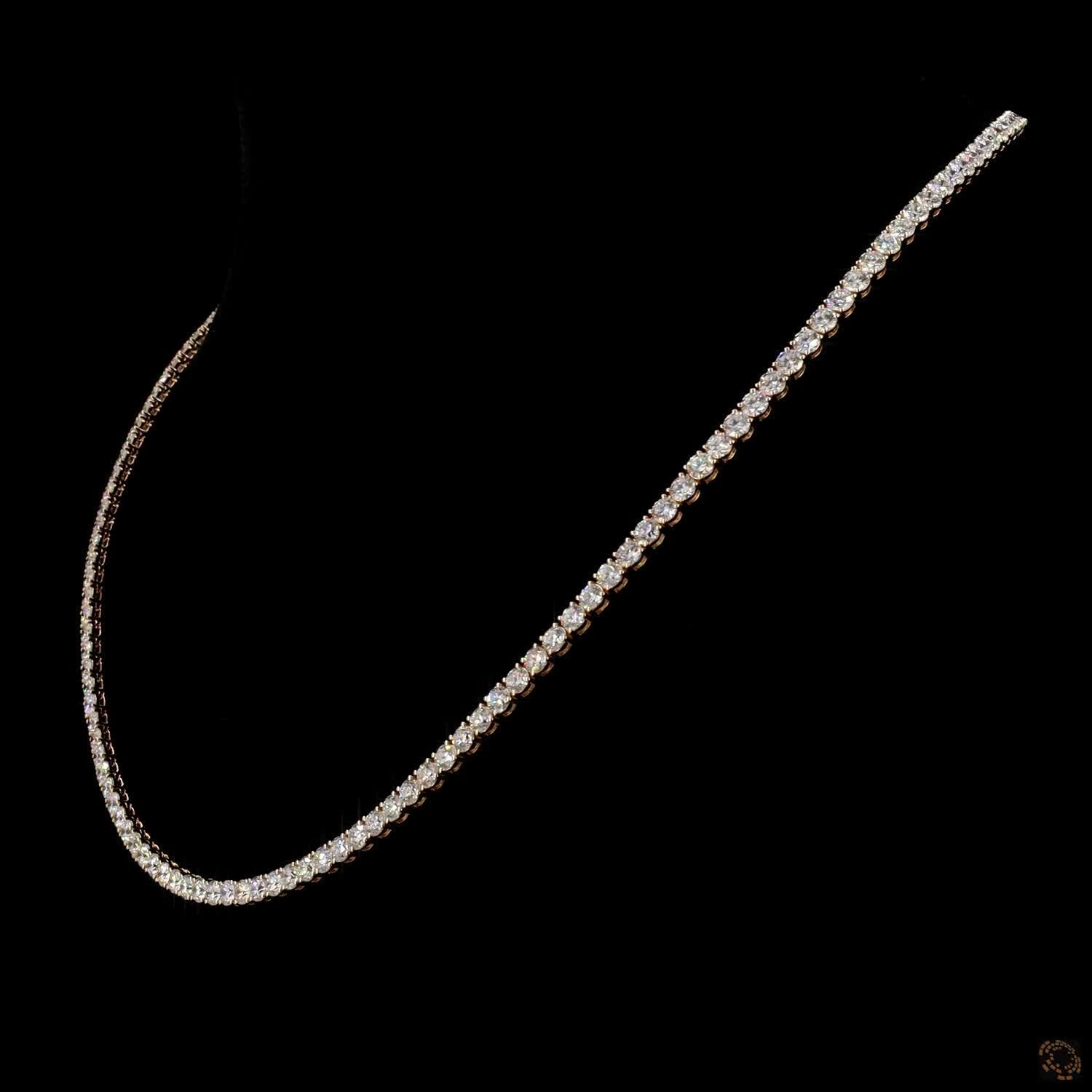 15.79 Ct 14K Yellow Gold Round Diamond Eternity Tennis Chain