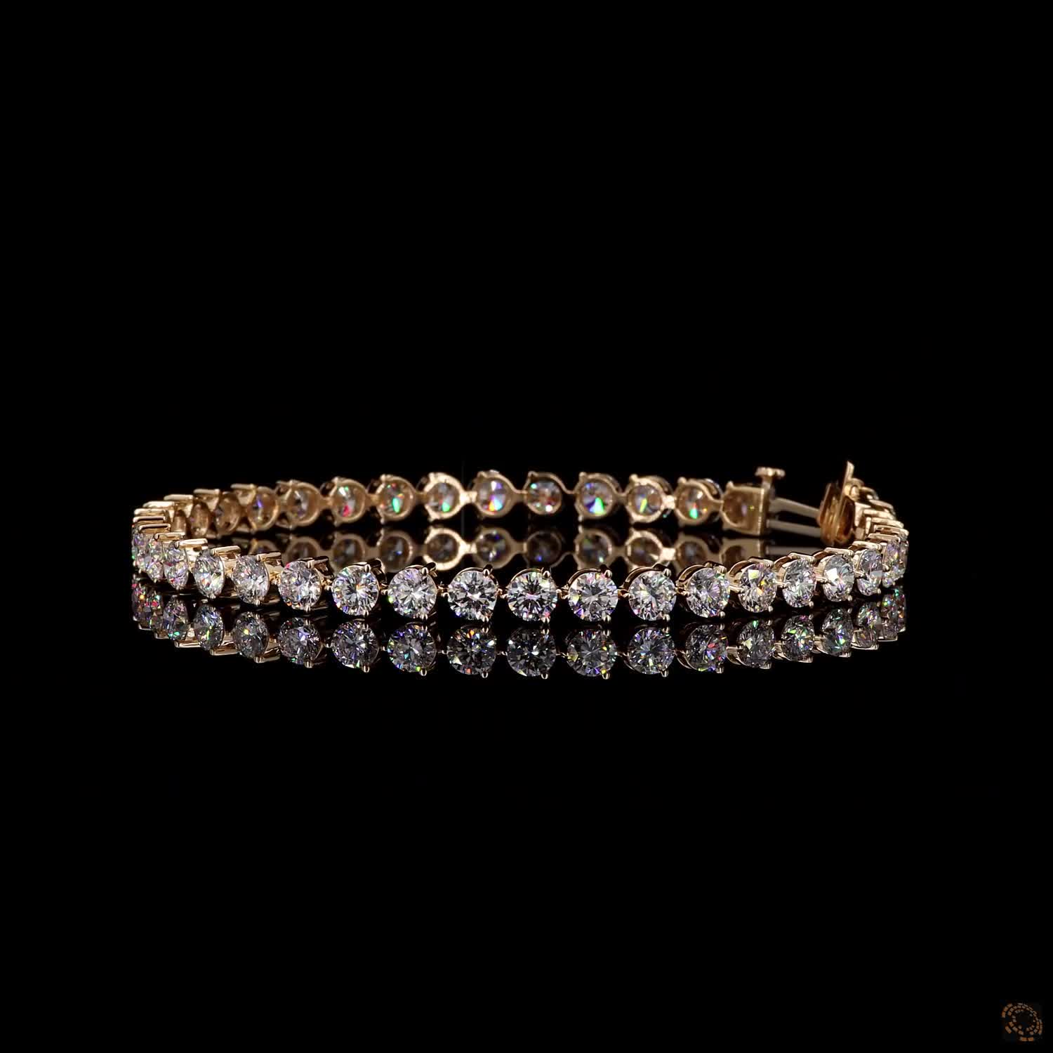 8.76 Ct 14K Yellow Gold Round Diamond 3-Prong Tennis Bracelet