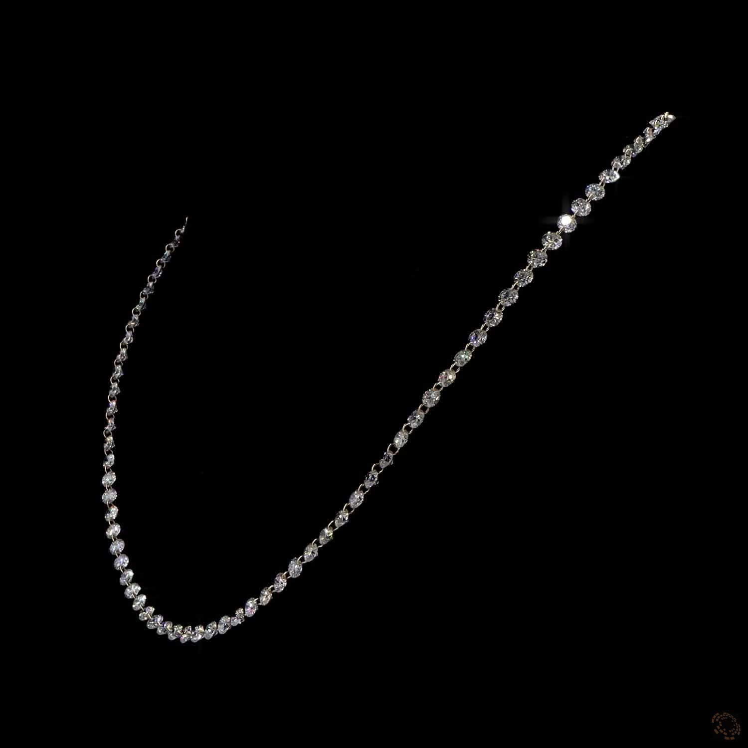 19.49 Ct Round Brilliant Graduated Riviera Station Necklace in Yellow Gold