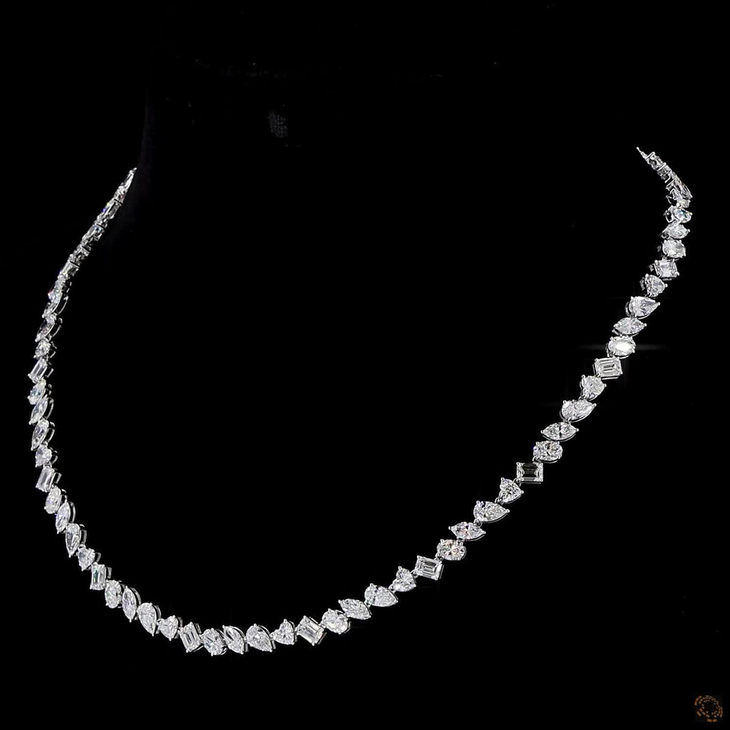 20.95 Ct Mixed Cut Lab Grown Diamond Tennis Necklace in 14K White Gold