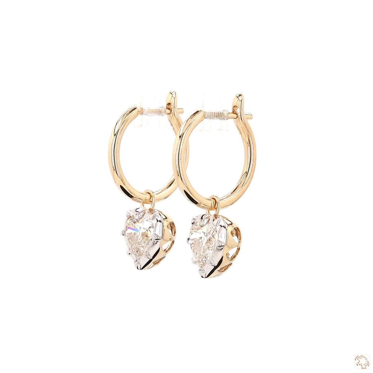 3.08 Ct Heart Cut brilliant diamonds hanging as dangling charm drops