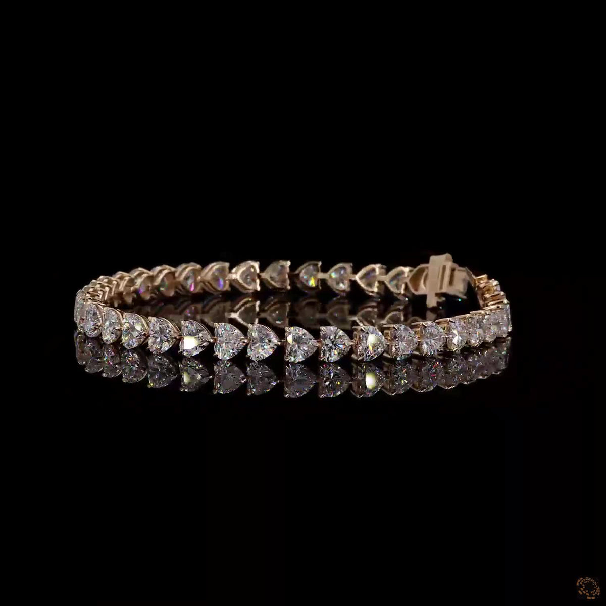 14.76 Ct Yellow Gold Heart Diamond Tennis Bracelet