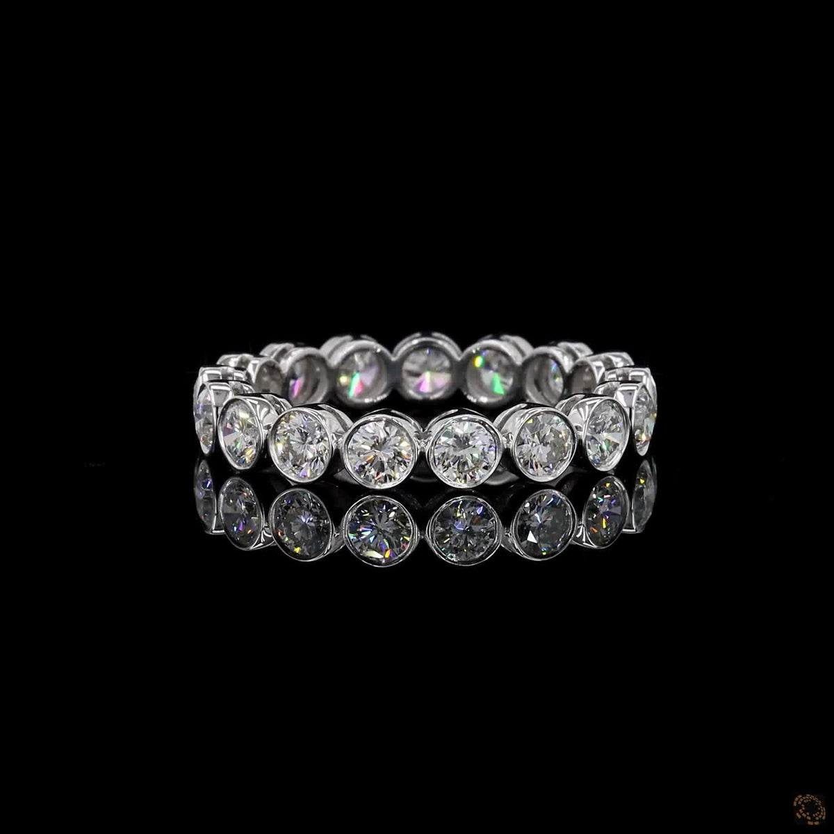 1.90 Ct Round Cut Diamond Bezel Eternity Band – 14K White Gold Floating Bezel Wedding Ring