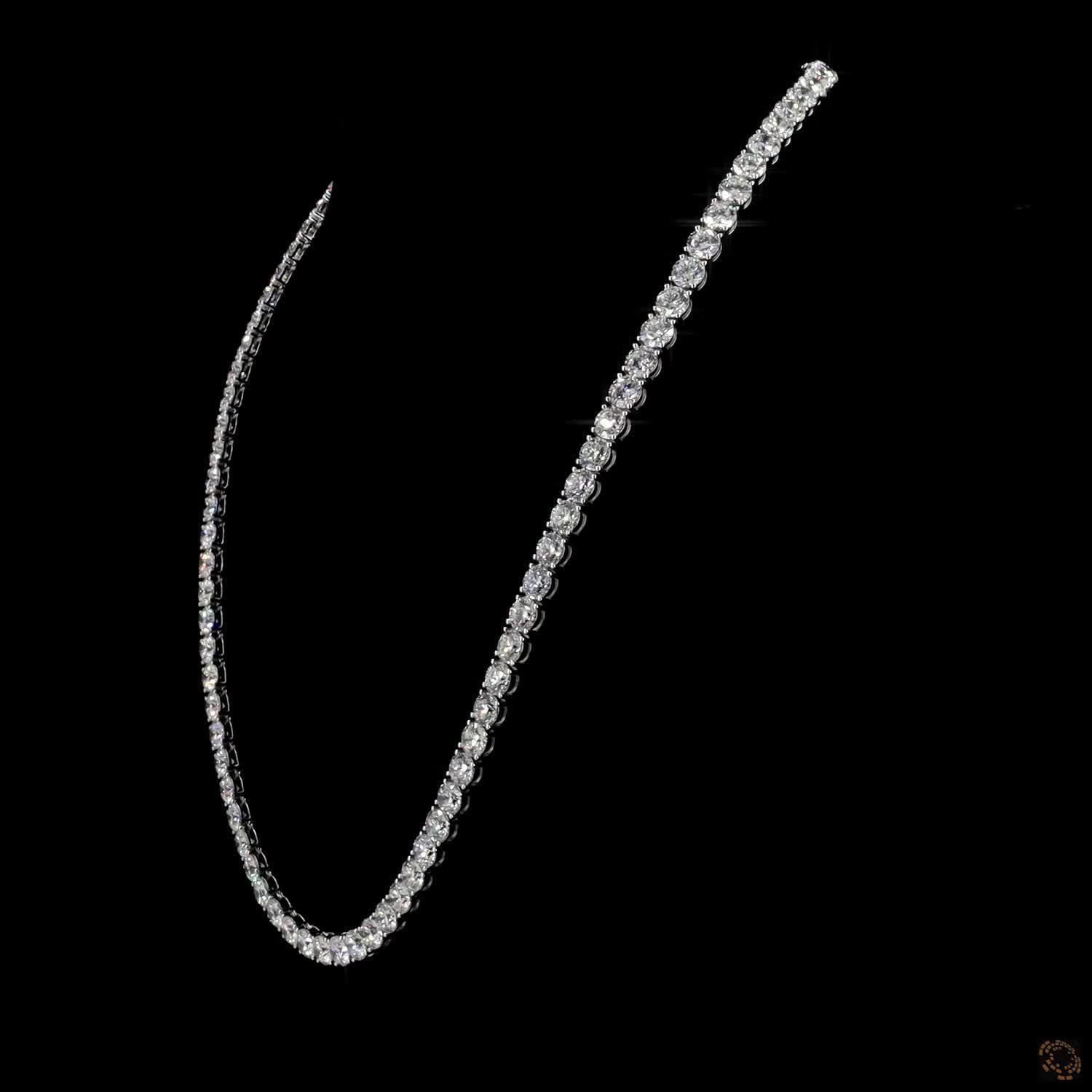72.60 Ct 14K White Gold Graduated Round Diamond Statement Eternity Necklace