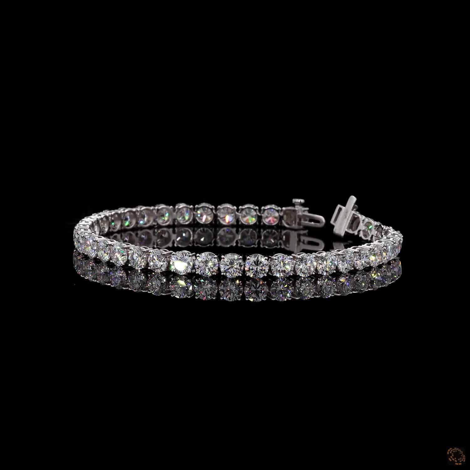 12.66 Ct White Gold Graduated Bezel Tennis Bracelet, Round Moissanite Statement Bracelet, Vintage-Inspired Stackable Fine Jewelry, Luxury Gift for Her