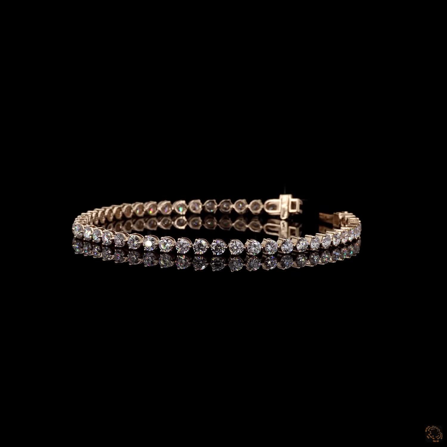 5.22 Ct Round Cut Diamond 4-Prong Line Bracelet in Yellow Gold